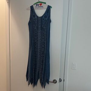 Magic Blue Embroidered Midi Dress